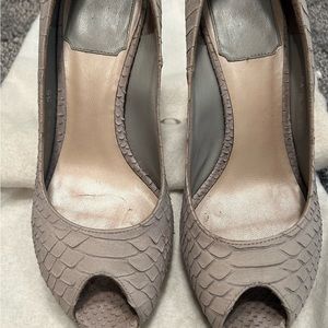 CD grey Boa skin heels